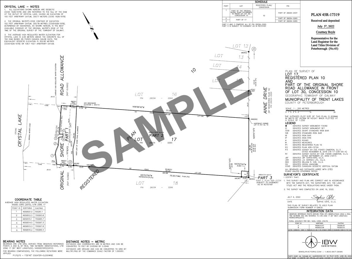 Example Shore Road Allowance Reference Plan - Closing (including adjacent property)